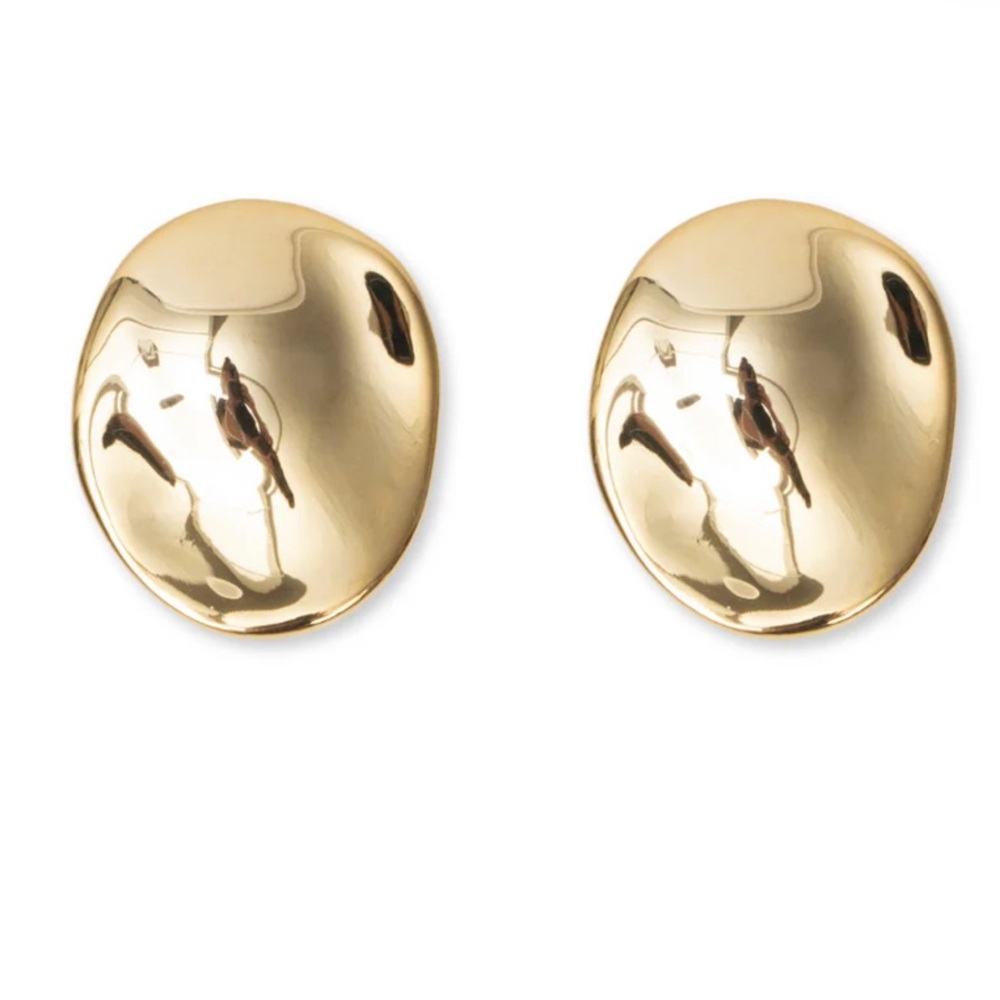 Argento Vivo Waverly Gold Plated Brass Statement Oval Earrings - Picture 2 of 7